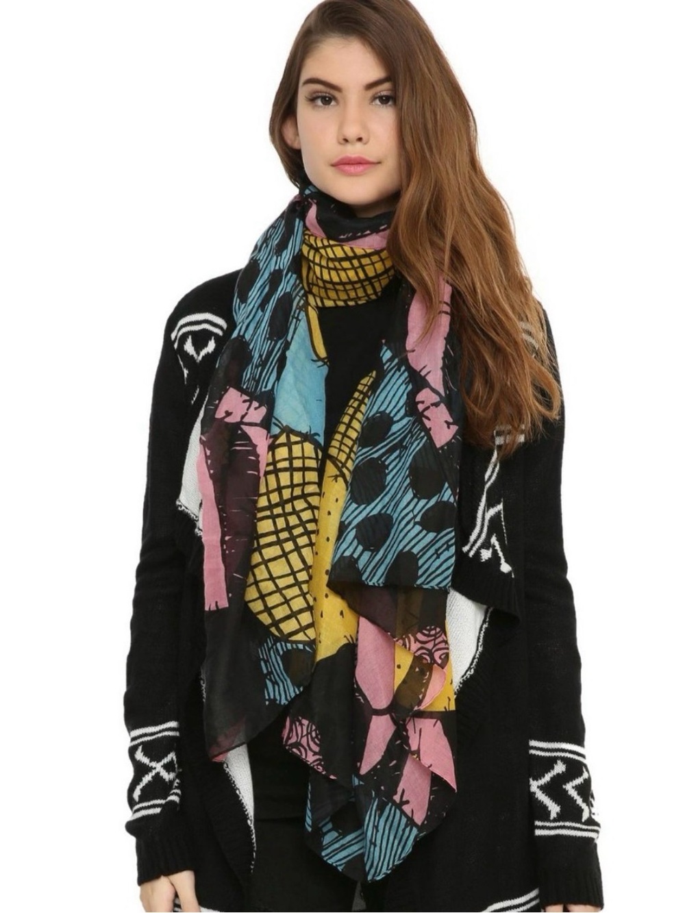 Disney Loungefly Nightmare Before Christmas Sally Patchwork Stiches XL scarf